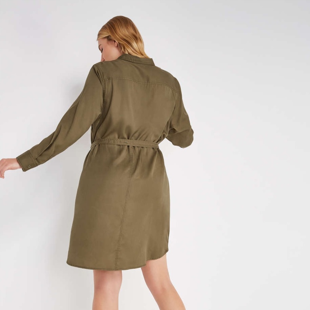 NWT Joe Fresh Women’s Green Tencel Shirt Dress - Picture 4 of 4